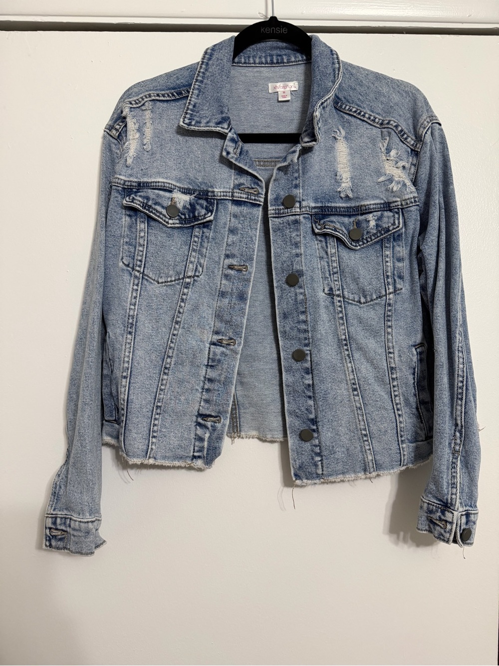 Light Wash Distressed Denim Jacket Women’s - Size M